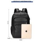 PU Leather USB Charging Laptop Backpack – Large Travel Bag for Men and Students