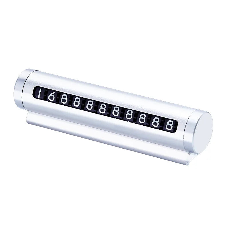 Rotating Metal Parking Number Plate – Aluminum Auto Dashboard Contact Sign