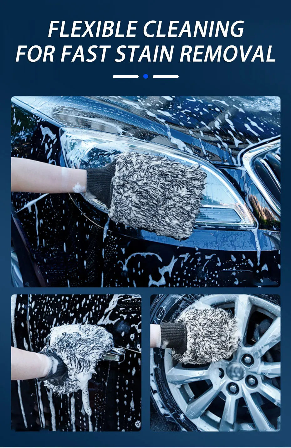 Car Wash Brush – Plush Non-Slip Tool for Wheels and Rims Cleaning