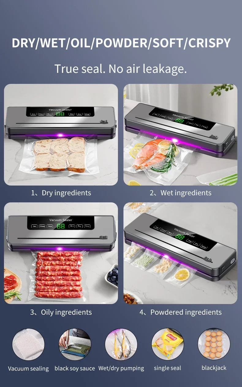 Electric Vacuum Sealer – UV Sterilization with Cutter for Food Storage