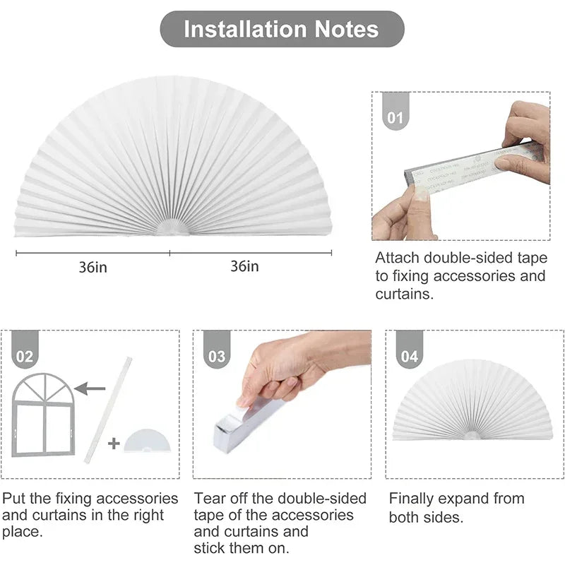 Self-Adhesive Pleated Blinds – Half Blackout Shades for Home Office Windows