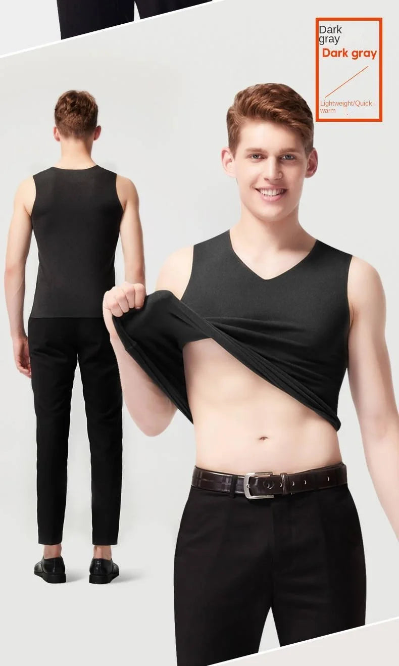 Thermal Men's Undershirt – Seamless Velvet Heating Vest for Winter Warmth