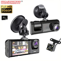 Triple Lens Dash Cam – 1080P Front and Rear Vehicle Recorder for Night Vision