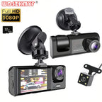 Triple Lens Dash Cam – 1080P Front and Rear Vehicle Recorder for Night Vision
