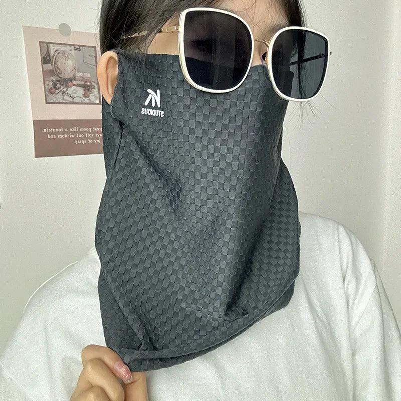 Ice Silk Sun Protection Scarf – Breathable Face Veil for Cycling and Travel