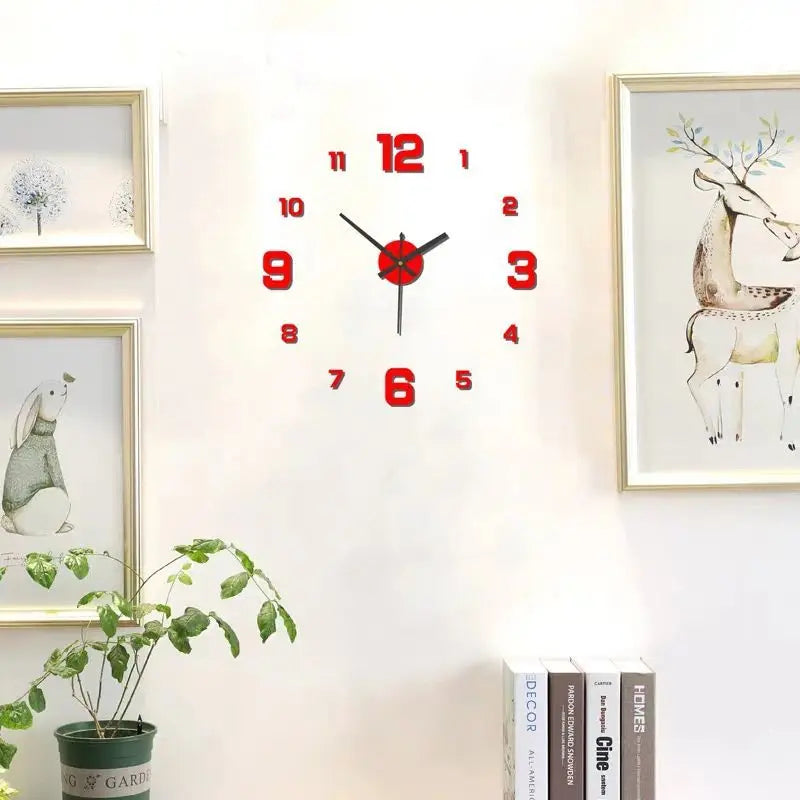 Frameless DIY Wall Clock – Modern Silent Decal for Home and Office Decor