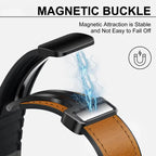 Leather Silicone Hybrid Strap – Breathable Magnetic Band for Huawei Watch Fit