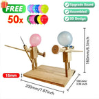 Wooden Fencing Puppet Battle – Bamboo Robot Game for Two-Player Fun