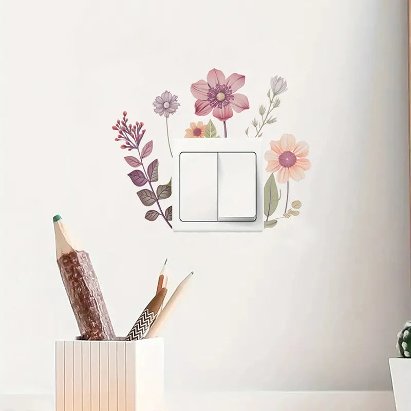 Floral PVC Wall Decal – Removable Waterproof Sticker for Home Decor