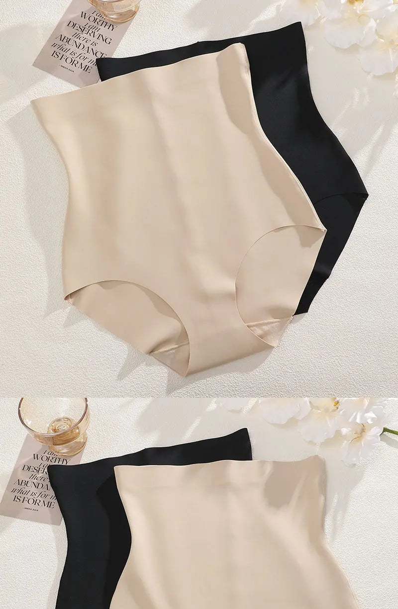 Seamless High Waist Shapewear – Ice Silk Tummy Control Panties for Women