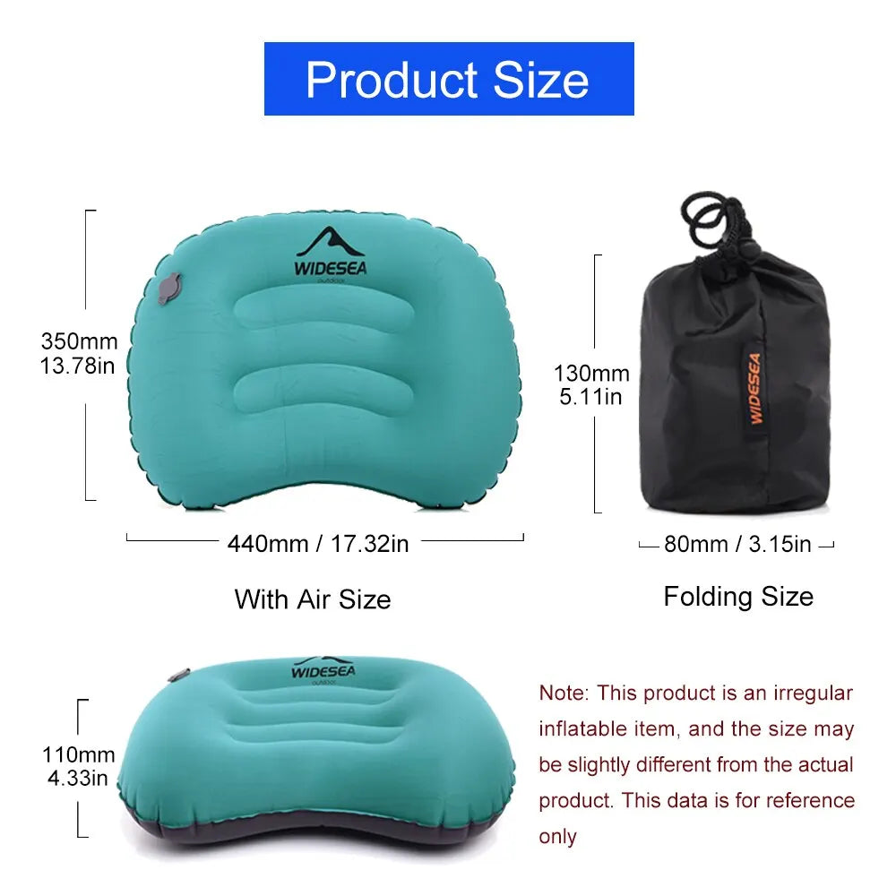 Portable Inflatable Camping Pillow – Compressible Air Cushion for Outdoors