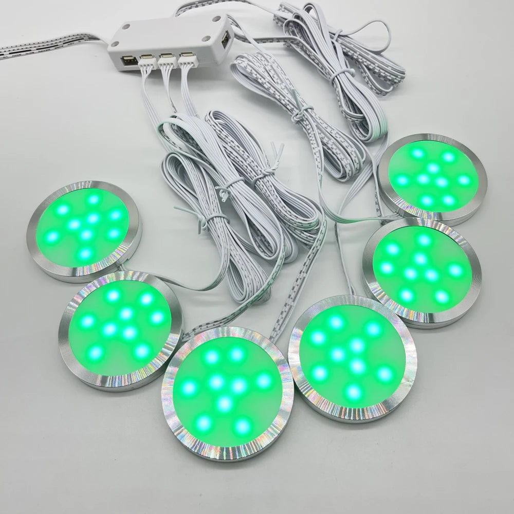 WiFi RGB LED Puck Lights – Dimmable Under Cabinet Lighting for Kitchen Decor
