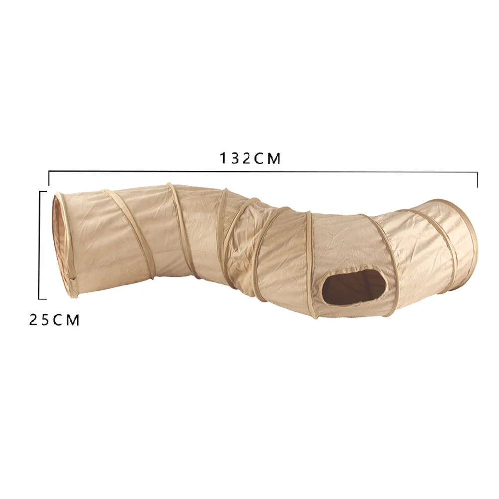 Foldable Suede Cat Tunnel – Porous Interactive Tube for Pet Entertainment