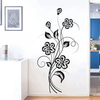 Black Flower Wall Decal – Waterproof Self-Adhesive Art for Home Decor