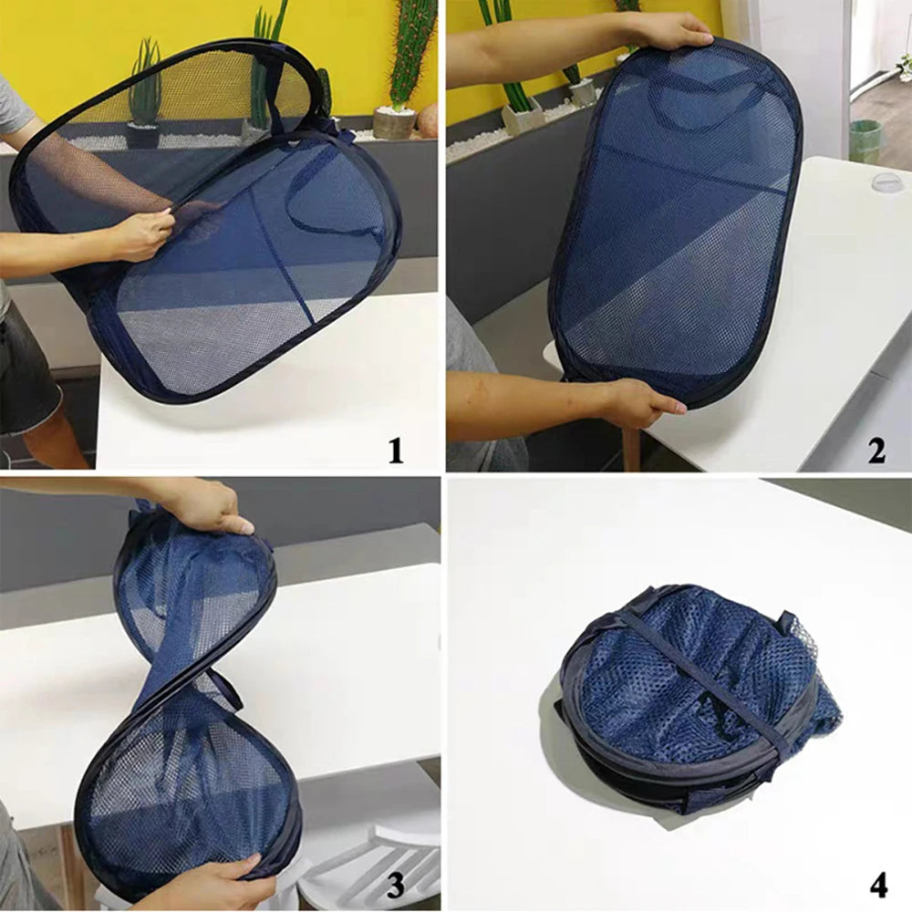 Foldable Mesh Laundry Basket – Large Breathable Storage for Home Organization