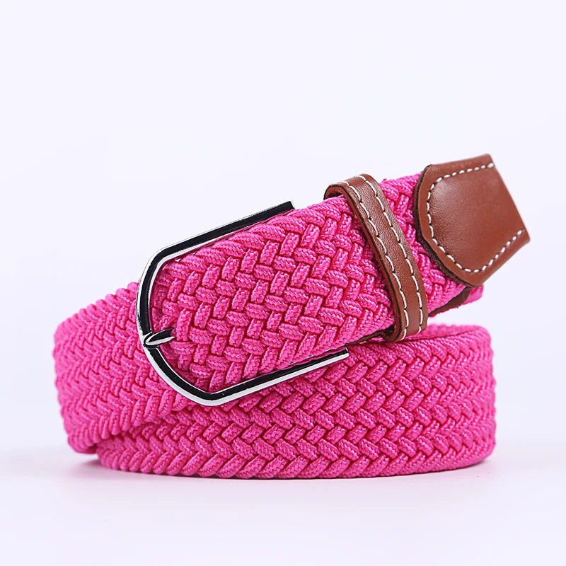 Woven Elastic Canvas Belt – Stretch Braided Buckle Strap for Casual Jeans