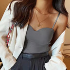 Women's Double Strap Crop Top – Slim Fit Solid Color Vest for Sport