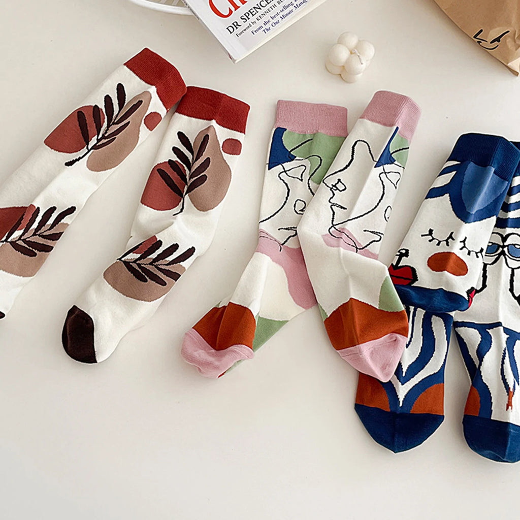 Cute Cartoon Cotton Crew Socks – Aesthetic Kawaii Apparel for Women