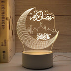 Acrylic LED Night Light – Eid Mubarak Ornament for Ramadan Home Decor