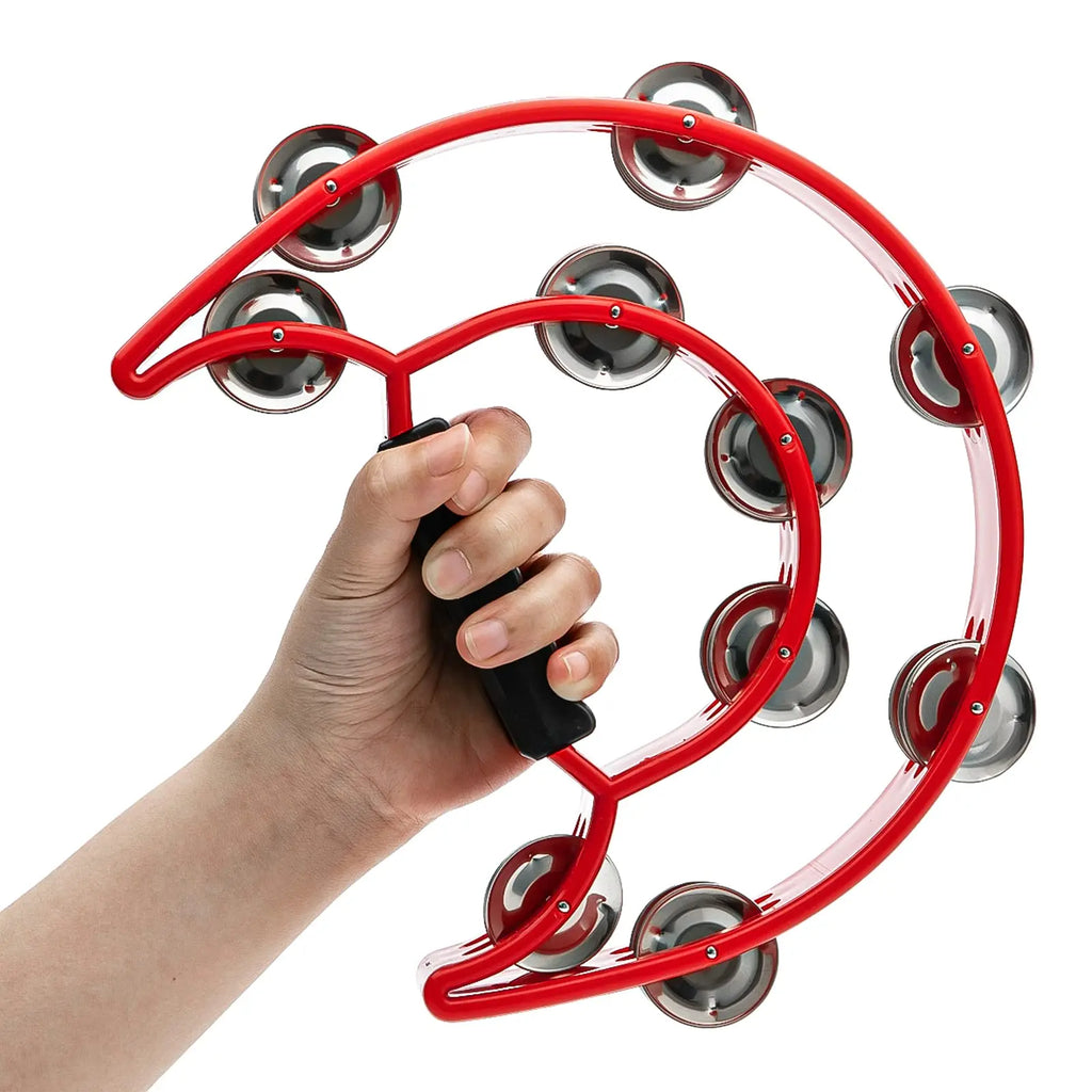 Half-Moon Tambourine – Double Row Metal Jingles for Musical Performances
