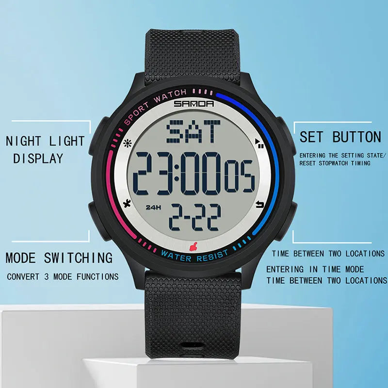 Digital Sports Watch – Waterproof Large Display for Outdoor Athletics