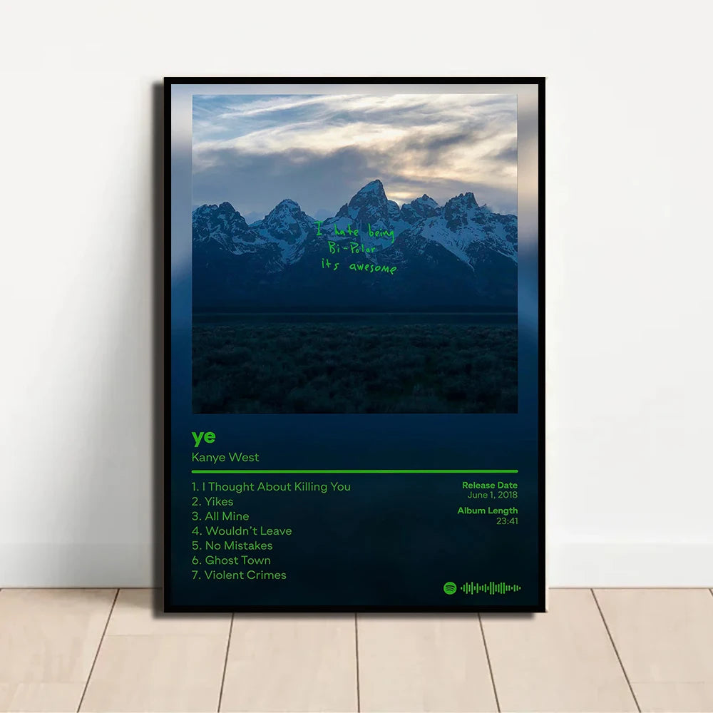 Kanye West Canvas Poster – HD Music Album Art for Home Wall Decor
