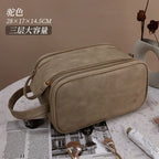 Large PU Leather Makeup Bag – Double Zipper Organizer for Travel Toiletries
