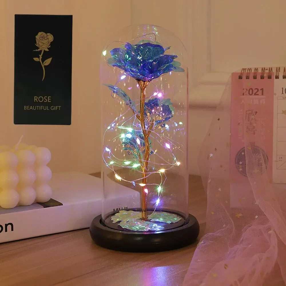 Eternal LED Foil Rose – Glass Dome Decor for Valentine Mother Day Gifts