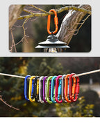 Aluminum D-Shaped Carabiners – 8cm Tactical Clips for Outdoor Camping Gear