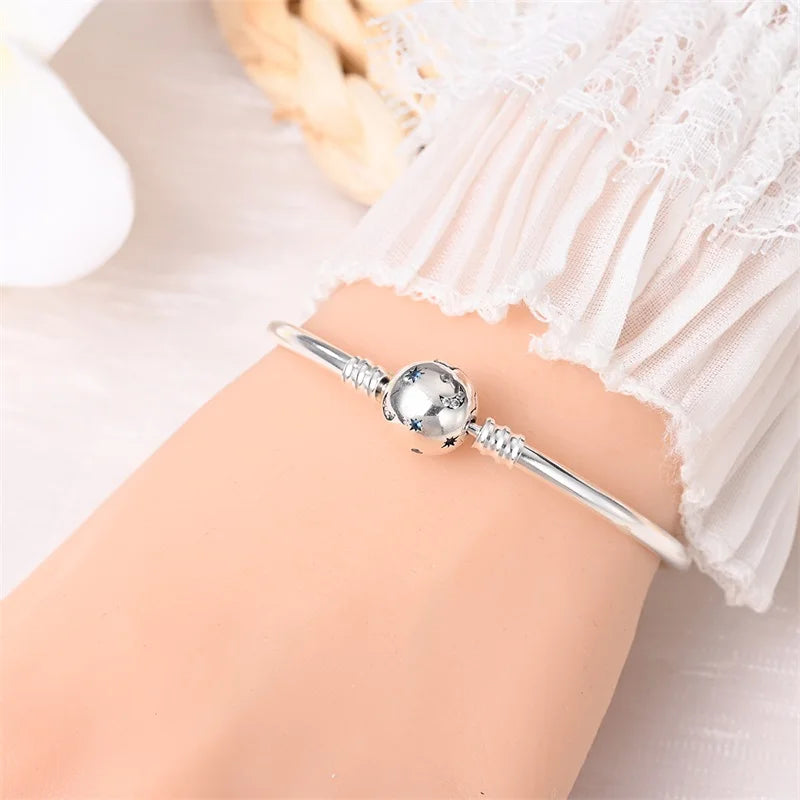 925 Sterling Silver Charm Bracelet – Adjustable Green Zircon for Birthday Gifts