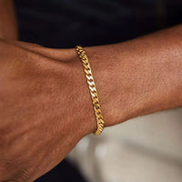 Gold Stainless Steel Cuban Chain Bracelet – Unisex Hip Hop Jewelry