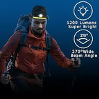 Rechargeable LED Headlamp – 270° Wide Beam Motion Sensor for Camping and Work