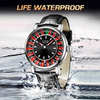 LIGE Roulette Quartz Watch – Luxury Leather Wristwatch for Men Gifts
