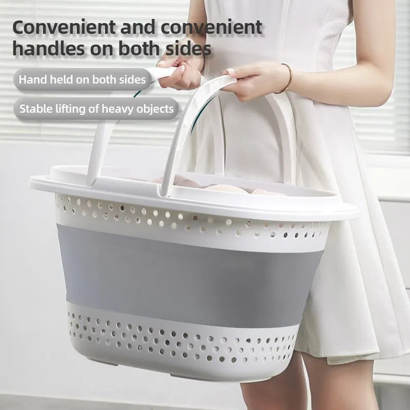 Collapsible Plastic Laundry Basket – Large Folding Storage for Home Organization