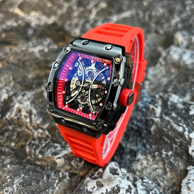 Luminous Tonneau Men's Watch – Luxury Sport Calendar Wristwatch for Daily Wear