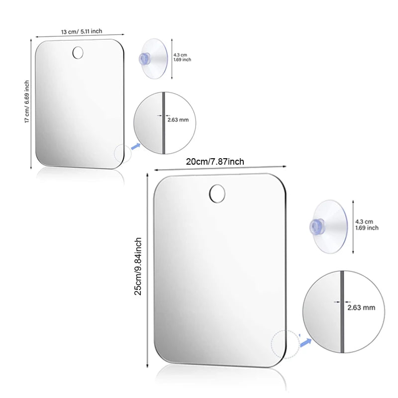 Acrylic Suction Shower Mirror – Portable Shaving and Makeup Tool for Bathroom