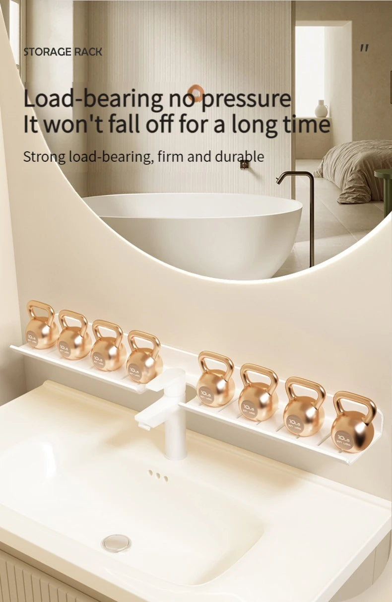 Aluminum Bathroom Wall Shelf – Punch-Free Storage for Kitchen and Toilet