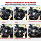 Embossed Leather Steering Wheel Cover – 15 Inch Universal Car Interior Decor