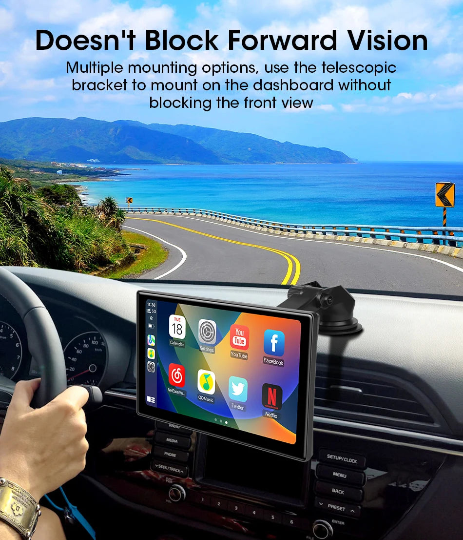 10 Inch 4K Dash Cam – Wireless Carplay GPS Navigator for Vehicle Dashboard