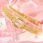 Gold Plated Quartz Bracelet Watch – Elegant Analog Timepiece for Women