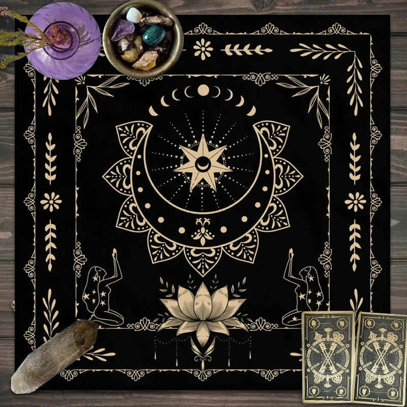 Snake Floral Tarot Tablecloth – Astrology Altar Decor for Divination Rituals