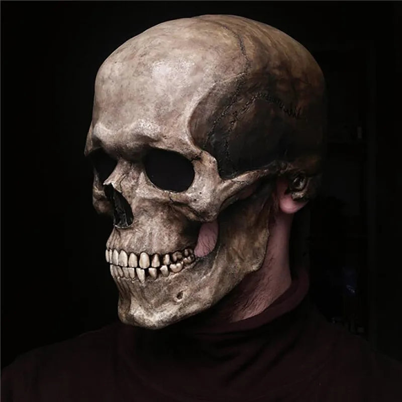 Full Head Skull Mask – Realistic Moveable Jaw for Halloween Cosplay