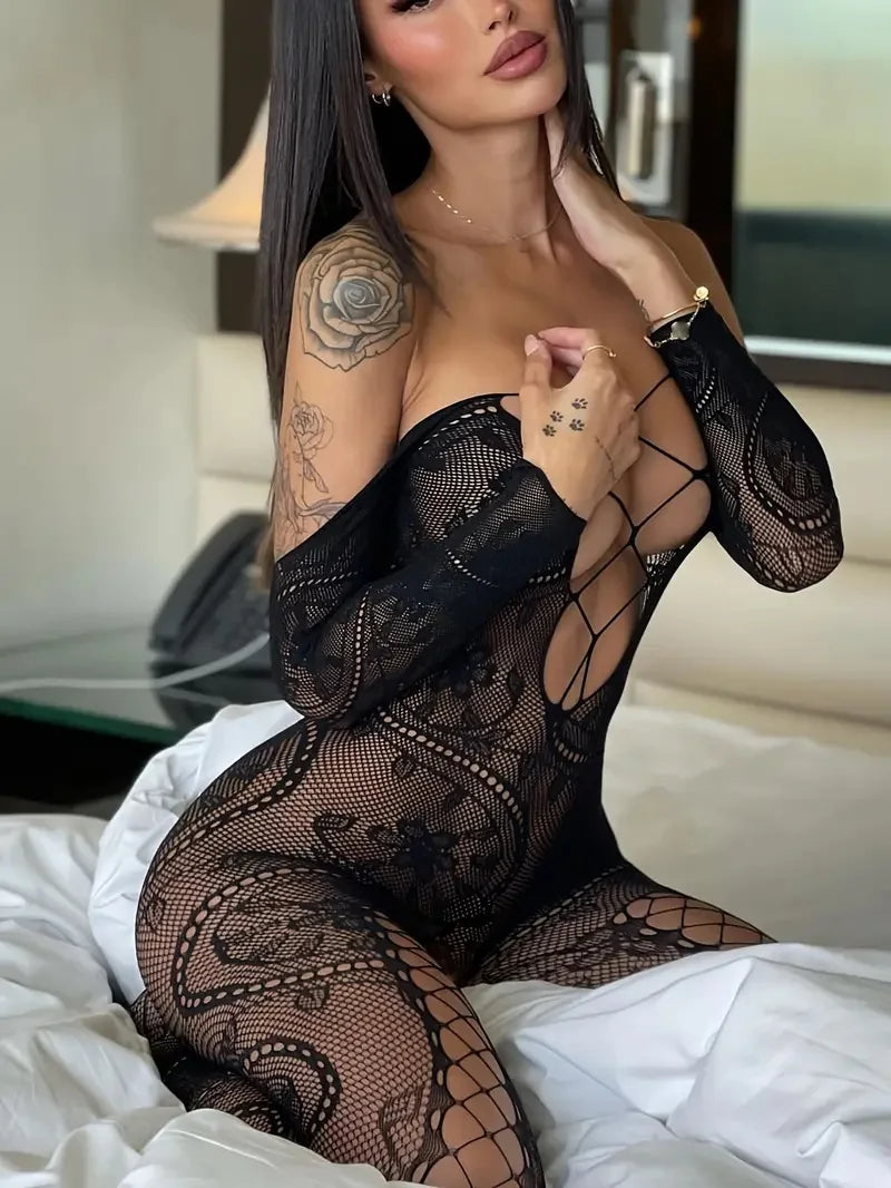 Fishnet Bodystocking – Open Crotch Lace Lingerie for Erotic Wear
