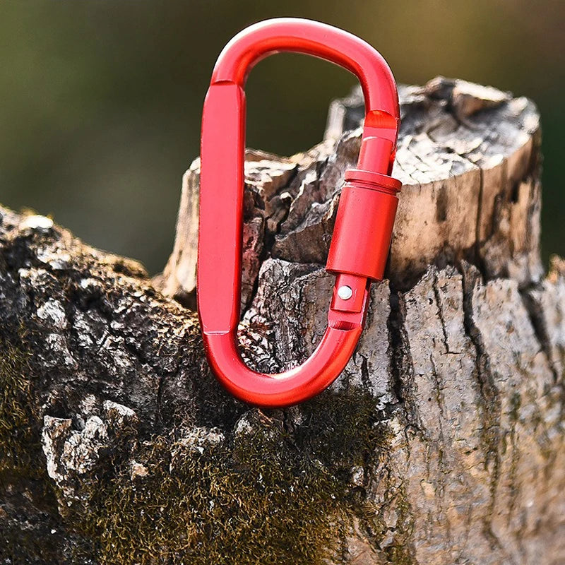 Aluminum D-Shaped Carabiners – 8cm Tactical Clips for Outdoor Camping Gear