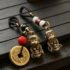 Brass Monkey Key Ring – Feng Shui Lucky Coin Charm for Car Keychain Decor