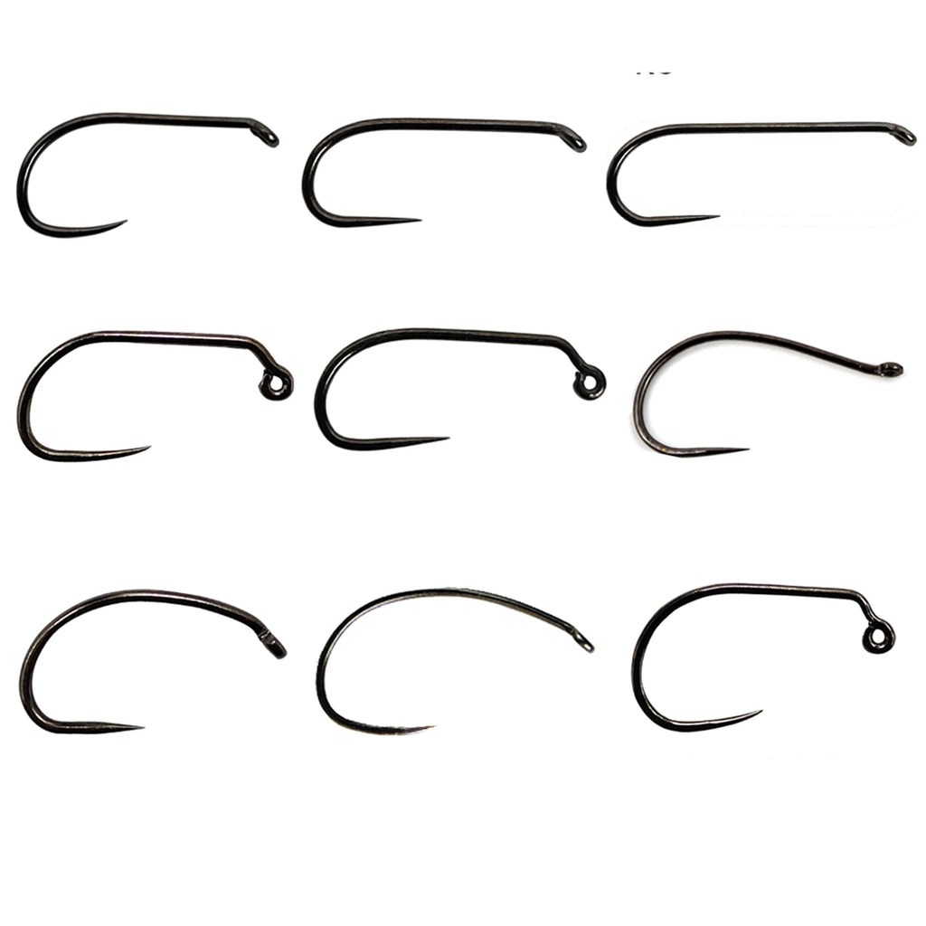 Barbless Fly Fishing Hooks – Black Nickel Steel for Dry and Wet Fly Tying