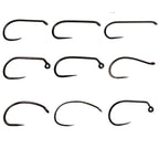 Barbless Fly Fishing Hooks – Black Nickel Steel for Dry and Wet Fly Tying