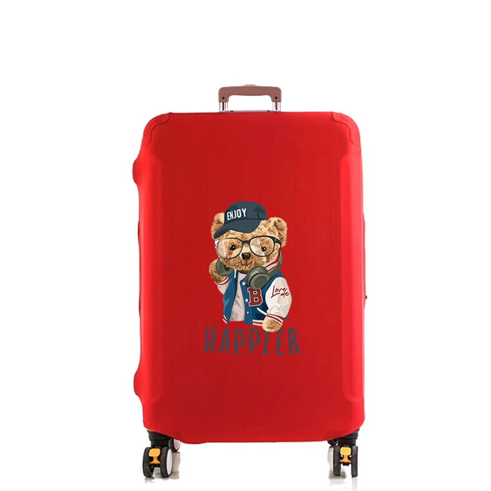 Bear Print Luggage Cover – Elastic Dustproof Suitcase Protector for Travel