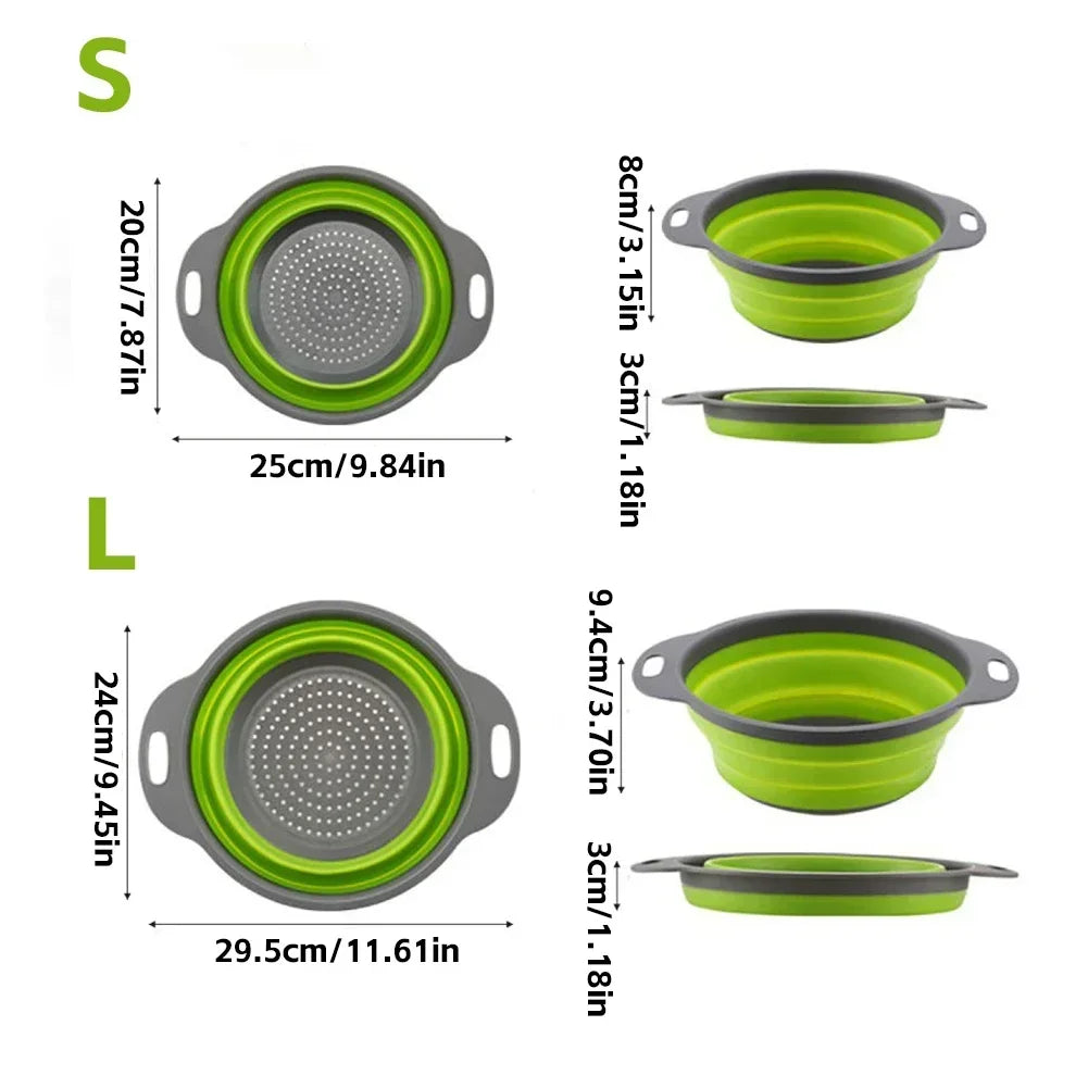 Collapsible Silicone Colander – Foldable Strainer for Kitchen Food Washing