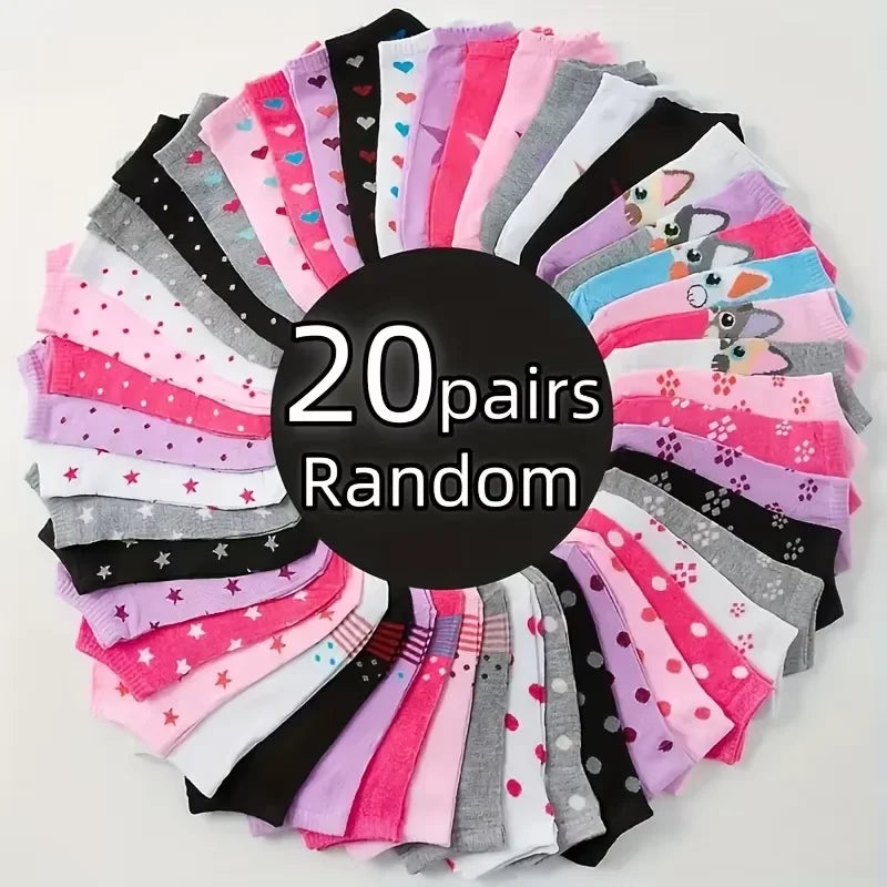 Heart Print Ankle Socks – Candy Colored Cotton Hosiery for Valentine's Day
